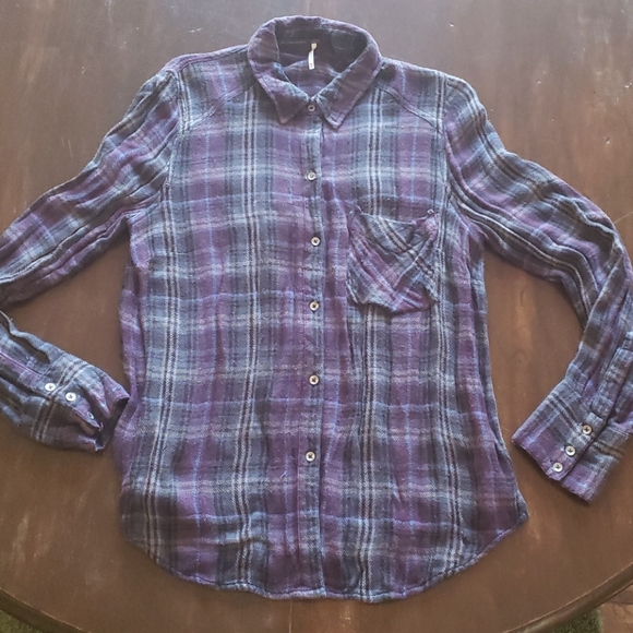 Free People Tops - Free people plaid long sleeved shirt